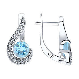 Серьги SOKOLOV - Серебро 925, Топаз, Фианит (арт. 92022080)