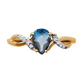 Кольцо SOKOLOV - Золото 375, Топаз лондон, Фианит (арт. 37716749)