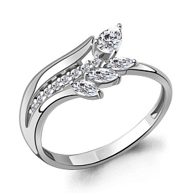 Кольцо Аквамарин - Серебро 925, Фианит (арт. 600111А.5)