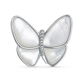 Брошь Мириада - Серебро 925, Перламутр, Фианит (арт. 80094)