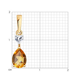 Подвеска SOKOLOV - Золото 585, Фианит, Цитрин (арт. 733064)