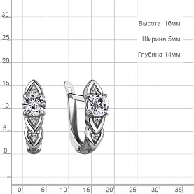 Серьги Аквамарин - Серебро 925, Фианит (арт. 400327А.5)