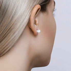 Серьги SOKOLOV - Серебро 925, Жемчуг имитация, Фианит (арт. 94021726)