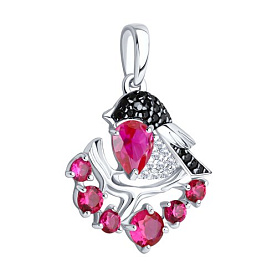 Подвеска SOKOLOV - Серебро 925, Синтетический рубин, Фианит (арт. 94031982)