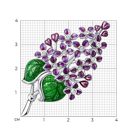 Брошь SOKOLOV - Серебро 925, Фианит, Эмаль (арт. 94040228)