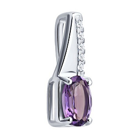 Подвеска SOKOLOV - Серебро 925, Аметист, Фианит (арт. 92030860)