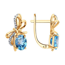 Серьги SOKOLOV - Золото 585, Топаз, Фианит (арт. 729385)