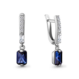 Серьги Аквамарин - Серебро 925, Синтетический сапфир , Фианит (арт. 49828АБ.5)