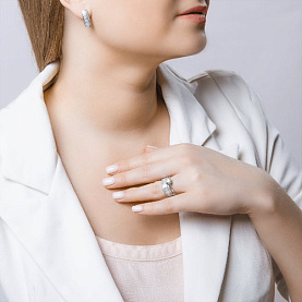 Кольцо SOKOLOV - Серебро 925, Фианит, Эмаль (арт. 94011132)