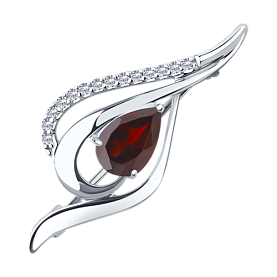 Брошь Diamant - Серебро 925, Гранат, Фианит (арт. 94-340-01045-2)