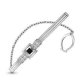 Зажим Аквамарин - Серебро 925, Фианит (арт. 70446Ч.5)