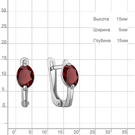 Серьги Аквамарин - Серебро 925, Гранат (арт. 40066703.5)