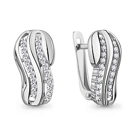 Серьги Аквамарин - Серебро 925, Фианит (арт. 400977А.5)