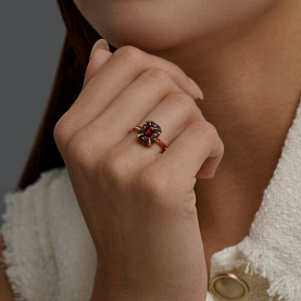 Кольцо SOKOLOV - Серебро 925, Гранат, Синтетический рубин, Фианит (арт. 92014867)