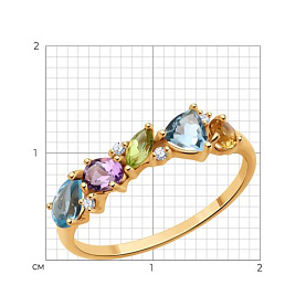 Кольцо Diamant - Золото 585, Аметист, Топаз, Фианит, Хризолит, Цитрин (арт. 51-310-02408-1)