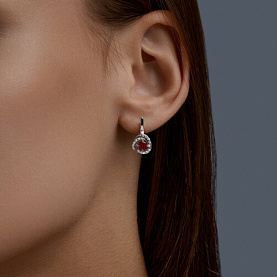 Серьги SOKOLOV - Серебро 925, Фианит, Рубин (арт. 64020003)