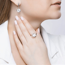 Кольцо SOKOLOV - Серебро 925, Горный хрусталь, Фианит (арт. 92011795)