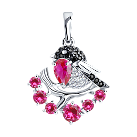 Подвеска SOKOLOV - Серебро 925, Синтетический рубин, Фианит (арт. 94031982)