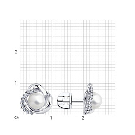 Серьги Diamant - Серебро 925, Жемчуг синтетический, Фианит (арт. 94-122-01158-1)