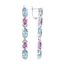 Серьги SOKOLOV - Серебро 925, Аметист, Топаз, Фианит (арт. 92021423)
