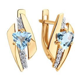 Серьги Diamant - Золото 585, Топаз, Фианит (арт. 51-320-01543-1)