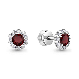 Серьги Аквамарин - Серебро 925, Гранат, Фианит (арт. 4408503А.5)