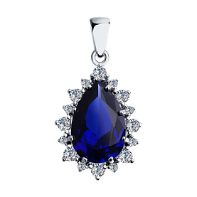 Подвеска SOKOLOV - Серебро 925, Синтетический сапфир , Фианит (арт. 88030004)