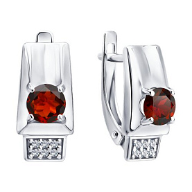 Серьги SOKOLOV - Серебро 925, Гранат, Фианит (арт. 92025410)