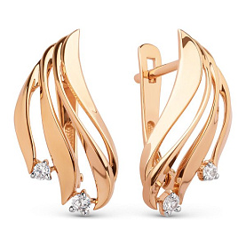 Серьги ЮФ Династия - Золото 585, Фианит (арт. 031212-1102)