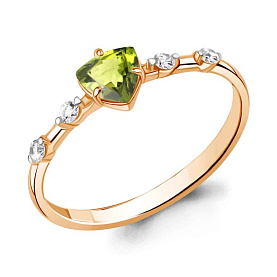 Кольцо Аквамарин - Золото 375, Фианит, Хризолит (арт. 6779007.8)