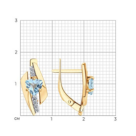 Серьги Diamant - Золото 585, Топаз, Фианит (арт. 51-320-01543-1)