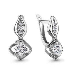 Серьги Аквамарин - Серебро 925, Фианит (арт. 49224А.5)