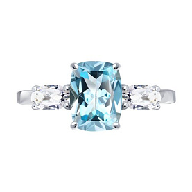 Кольцо SOKOLOV - Серебро 925, Топаз, Фианит (арт. 92014657)