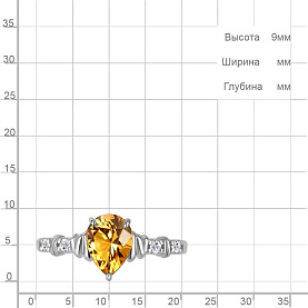 Кольцо Аквамарин - Серебро 925, Фианит, Цитрин (арт. 65032706А.5)