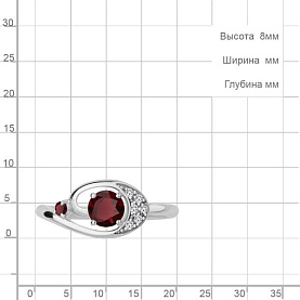 Кольцо Аквамарин - Серебро 925, Гранат, Фианит (арт. 65002503А.5)