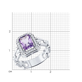 Кольцо SOKOLOV - Серебро 925, Аметист, Фианит (арт. 92014749)