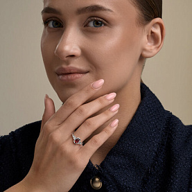 Кольцо SOKOLOV - Серебро 925, Гранат, Фианит (арт. 92014884)