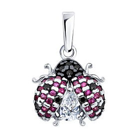 Подвеска SOKOLOV - Серебро 925, Синтетический рубин, Фианит (арт. 94033270)