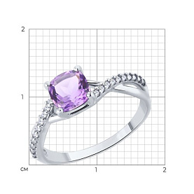 Кольцо SOKOLOV - Серебро 925, Аметист, Фианит (арт. 92014618)
