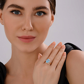 Кольцо SOKOLOV - Золото 585, Топаз, Фианит (арт. 717160)