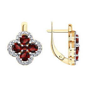 Серьги SOKOLOV - Серебро 925, Гранат, Фианит (арт. 92023125)