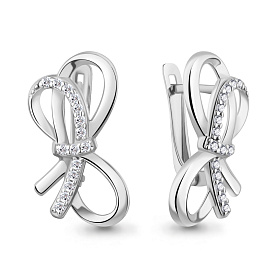 Серьги Аквамарин - Серебро 925, Фианит (арт. 401057А.5)