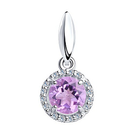 Подвеска SOKOLOV - Серебро 925, Аметист, Фианит (арт. 92030332)