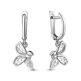 Серьги Аквамарин - Серебро 925, Фианит (арт. 49384.5)