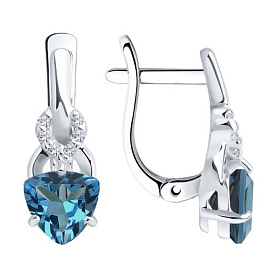 Серьги SOKOLOV - Серебро 925, Топаз лондон, Фианит (арт. 92021178)