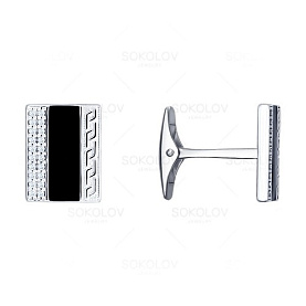Запонки SOKOLOV - Серебро 925, Фианит, Эмаль (арт. 94160047)