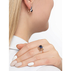 Кольцо SOKOLOV - Золото 585, Синтетический сапфир , Фианит (арт. 714828)