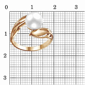 Кольцо Красная пресня - Серебро 925, Жемчуг имитация (арт. 23614791)