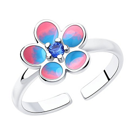 Кольцо SOKOLOV - Серебро 925, Фианит, Эмаль (арт. 94013129)