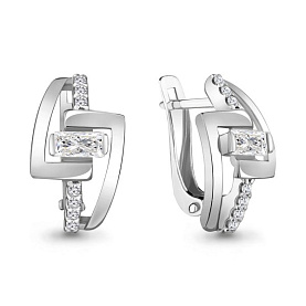 Серьги Аквамарин - Серебро 925, Фианит (арт. 48273А.5)